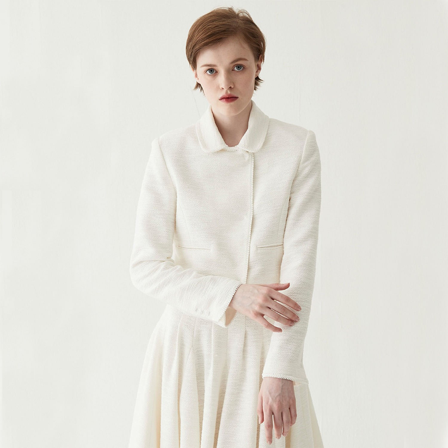Tweed Cropped Jacket - White