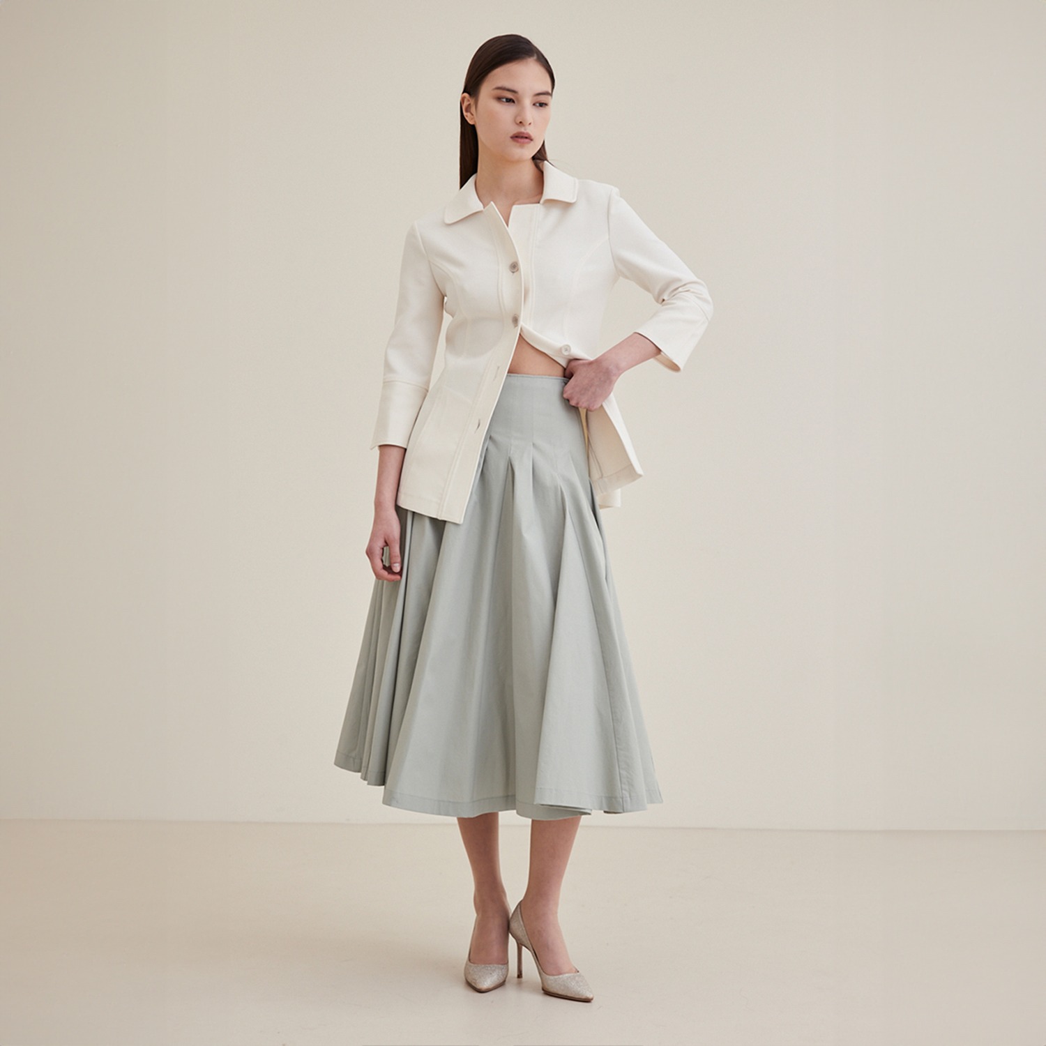 Flowly Panel Skirt  - Pistachio